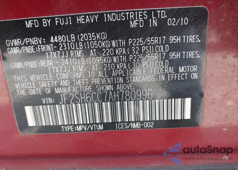 2010 Subaru Forester 2.5X Premium из США, поврежденный, VIN JF2SH6CC7AH780996